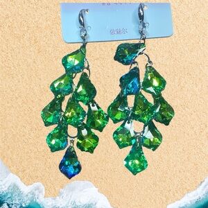 Elegant Green Crystal Drop Earrings